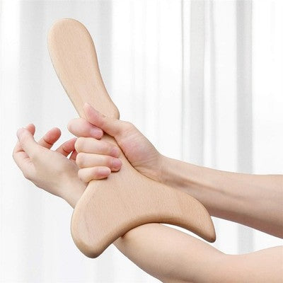 2x Beechwood Massager Meridian Scraping Board for Body Muscle Relaxati
