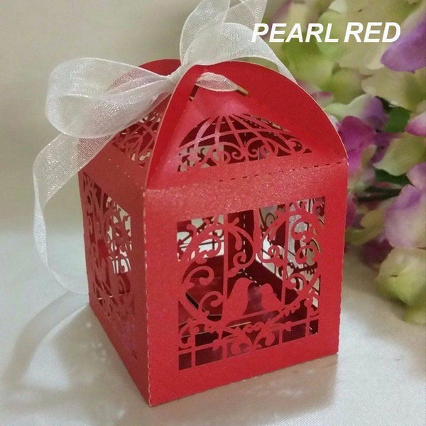 100X Laser Cut Favor Box Bombonierre Candy Engagement Wedding Gift Box 7 Colours