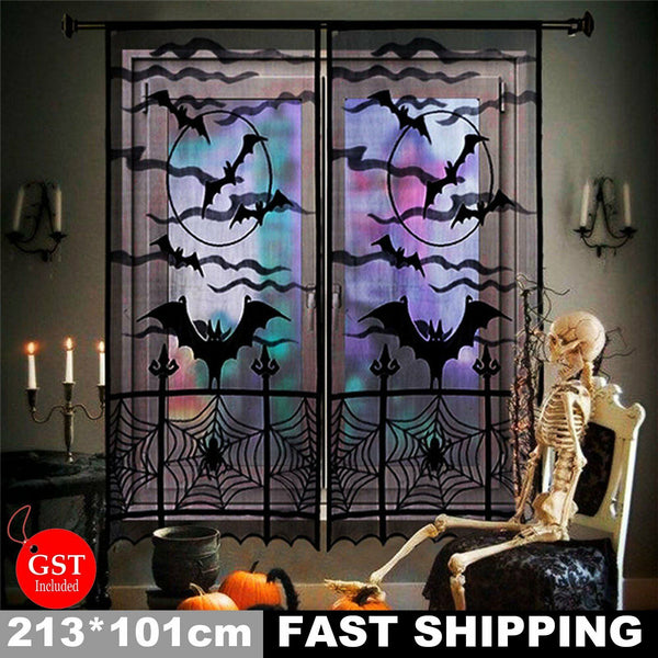 Halloween Lace Spider Curtain Table Cloth Cobweb Window Door Covers Party Decors
