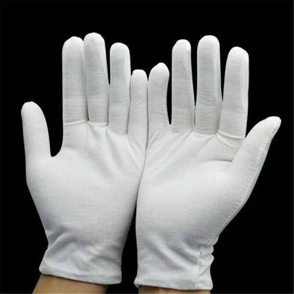 6Pairs White Cotton Gloves Costume Jewellery Hands Protector Handling Work