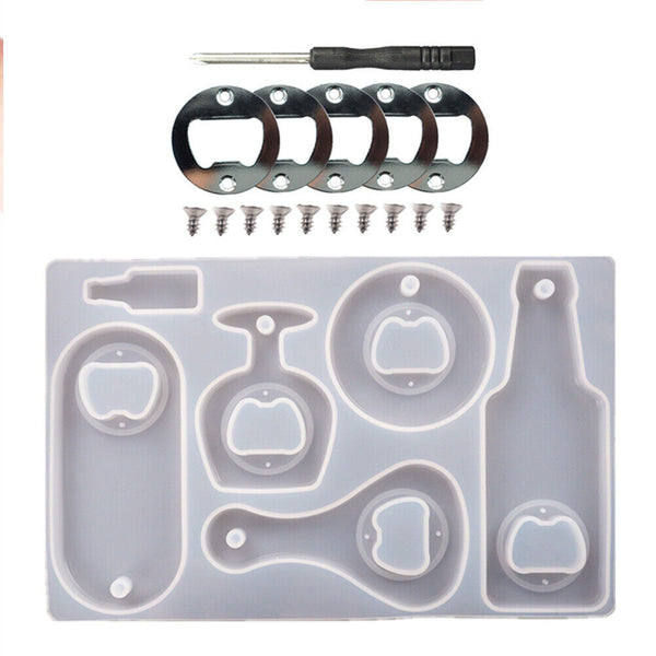 Silicone Beer Bottle Opener Mould DIY Set Epoxy Resin Casting Craft Making Mold