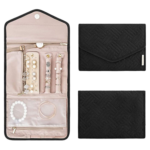 Travel Portable Jewelry Organizer Pouch Roll Foldable Jewelry Case Storage Bag