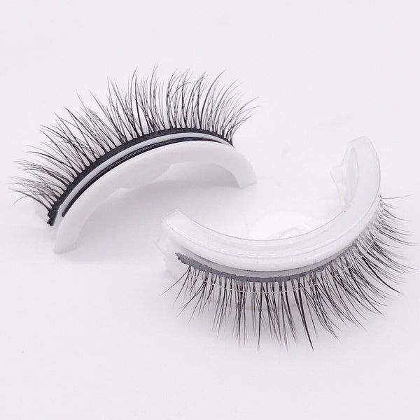 1/2 Pairs Eyelashes Self-Adhesive Natural Multiple Reversible Glue Free Reusable