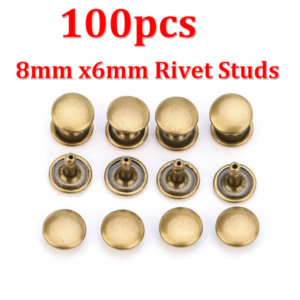 100X Leather Rivets Tool Double Cap Fixing Kit Belt Repair DIY Craft Metal Stud