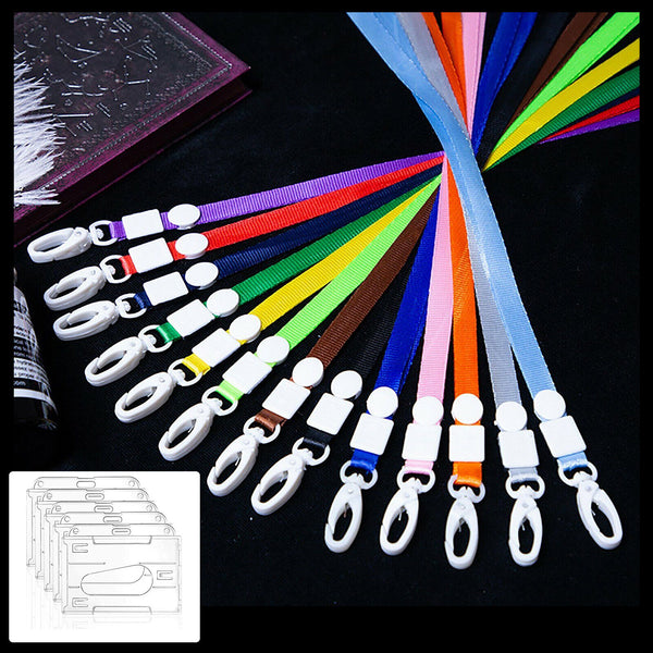 20x Lanyard ID Multi Colour Badge Card Key Holder Ring Case Pocket Neck Strap AU