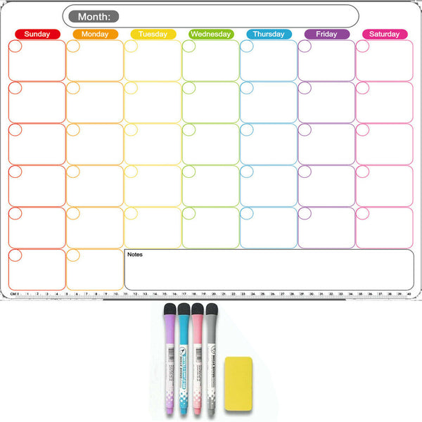 Monthly/Weekly Planner Fridge Calendar Magnetic Board with 3 markers + an Eraser
