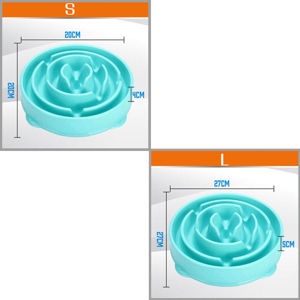 2PCS Cat Dog Slow Down Eating Feeder Dish Pet Large / Small Feeding Food Bowl Di