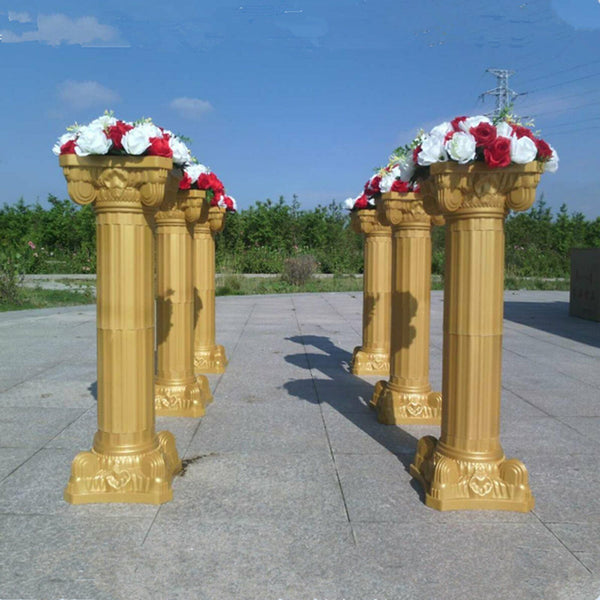 Decorative Plastic Roman Pot Pillar Column Gold Pedestal Wedding Party Deco