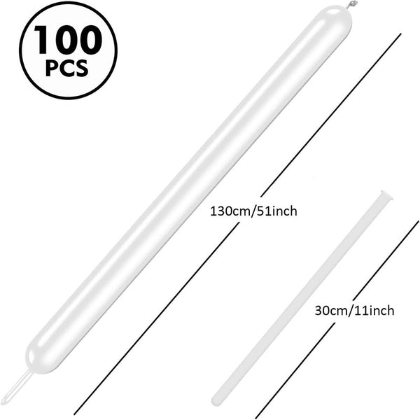 White Long Balloons for Twisting, Skinny Thickening Latex B