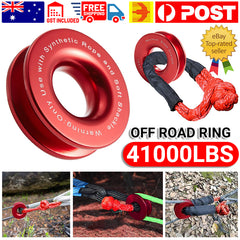 Recovery Ring Block Ring Pulley 41000lbs Soft Shackle Winch Rope Off R