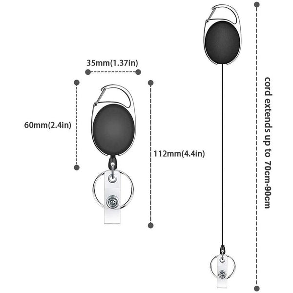 6X Retractable Key+10X Clear Badge Holder ID Card Pouch Lanyard Ring C