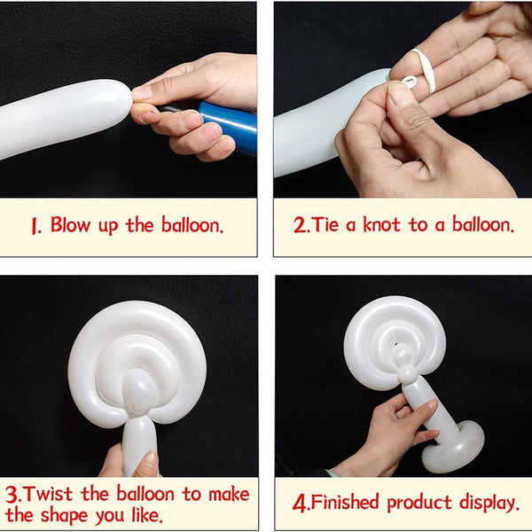 White Long Balloons for Twisting, Skinny Thickening Latex B