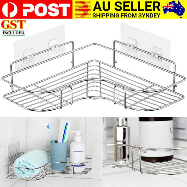 Stainless Steel Bath Shower Caddy Corner Storage Shelf Holder Rack Org