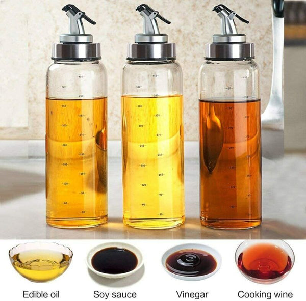 Olive Oil Vinegar Pourer Dispenser Cooking Glass Bottle Kitc