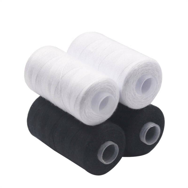 Sewing Thread 4 Spools x 500m Black White Quilting Polyester Embroider