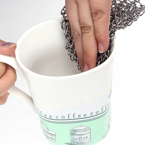 Stainless Steel Cast Iron Cleaner Chain mail Kitchen Tool Scrubber Coo