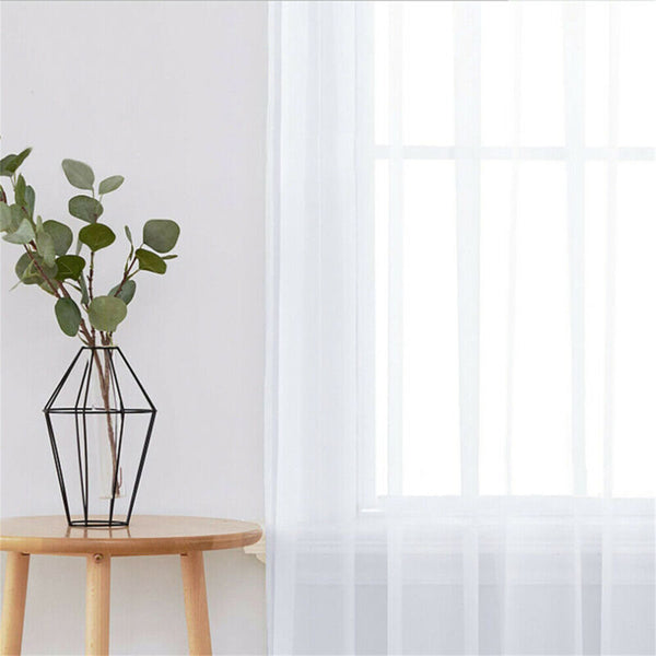 4 Panel Sheer Curtains Rod Pocket Window Sheer Voile Curtain Bedroom 1