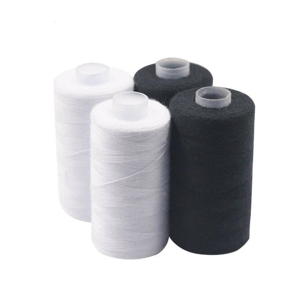 Sewing Thread 4 Spools x 500m Black White Quilting Polyester Embroider