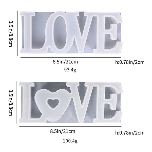 2pcs LOVE Sign Resin Casting Mold Silicone Jewelry Making Epoxy Mould
