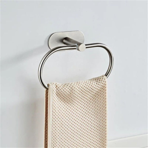 3PCS Stainless Steel Hand Towel Ring Rack Rail Holder Wall Mounted Bat