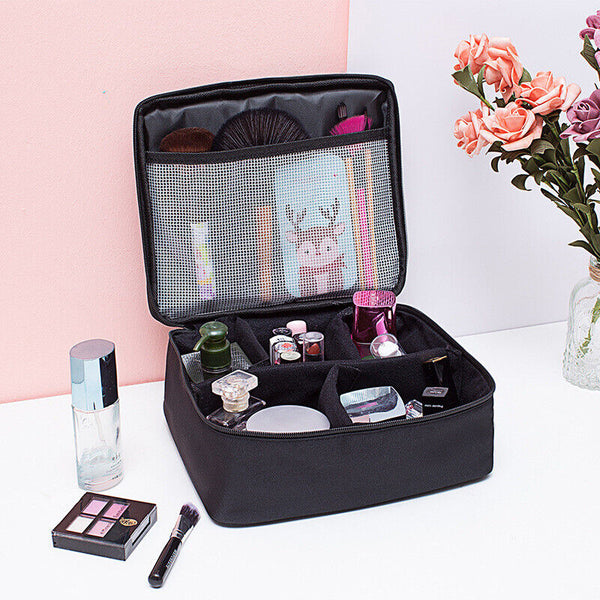 2PCS Professional Makeup Bag Portable Cosmetic Brush Organize Case Sto
