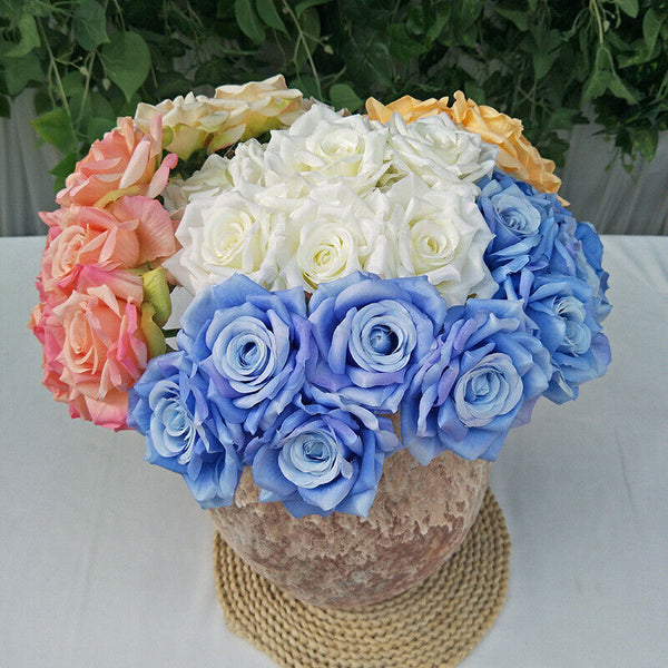 10pcs Simulation Artificial Rose Flower Silk Bouquet Wedding Party Hom