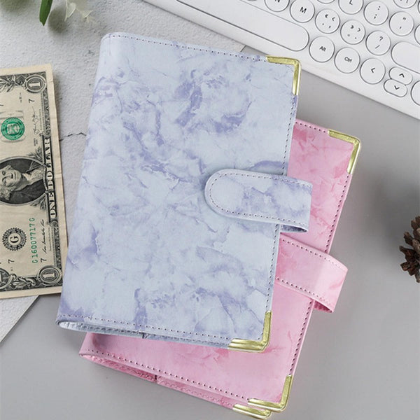 A6 Leather Notebook Budget Binder PU Planner Cover Cash Pockets Sheets