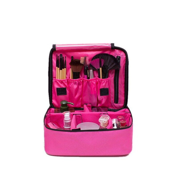 2PCS Professional Makeup Bag Portable Cosmetic Brush Organize Case Sto