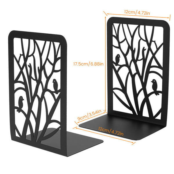 2Pcs Heavy Duty Hollow Out Metal Bookends Book Ends Office Stationery