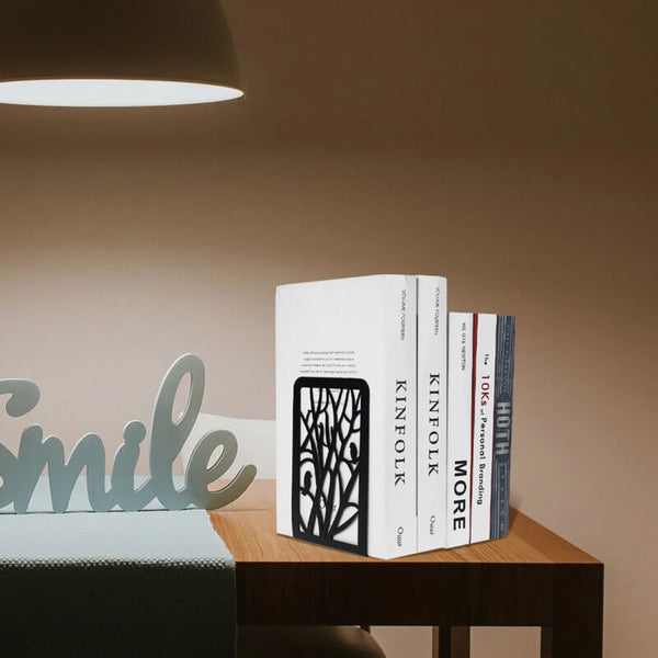 2Pcs Heavy Duty Hollow Out Metal Bookends Book Ends Office Stationery