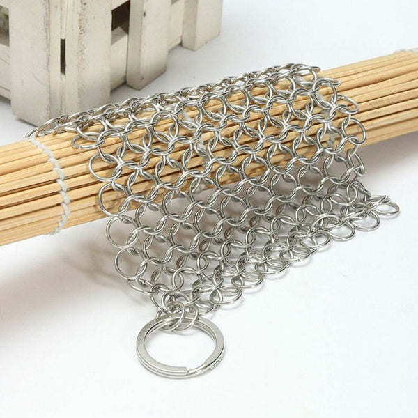 Stainless Steel Cast Iron Cleaner Chain mail Kitchen Tool Scrubber Coo