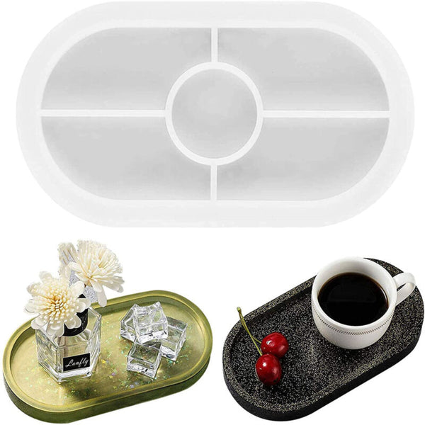 2pcs Silicone Oval Coaster Mold Tray Epoxy Resin Ashtray DIY Craft Jew