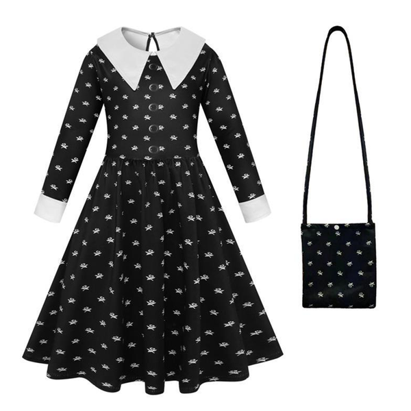 Book Week Girls Halloween Family Wednesday Dress Addams Costume Cospla