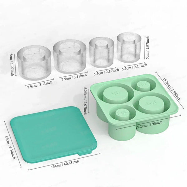 4 Grid Ice Cube Tray for Stanley-Cup Tumbler Cup Circle Shape Silicone