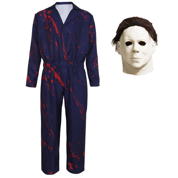 Michael Myers Cosplay Halloween Coveralls Horror Adults Mask Jumpsuit