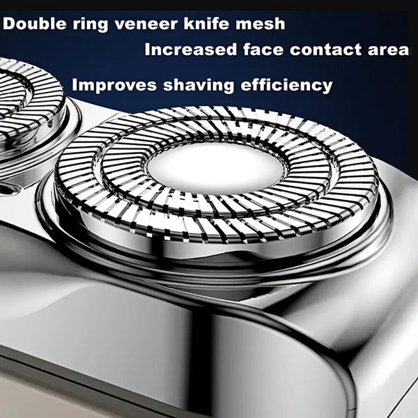 Portable Electric Beard Shaver Rechargeable Rotary Dual Head Razor Min
