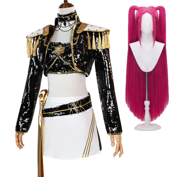 K-Pop Demon Hunters Costume Wig Black Dress Outfit Adults Mira Rumi Zo