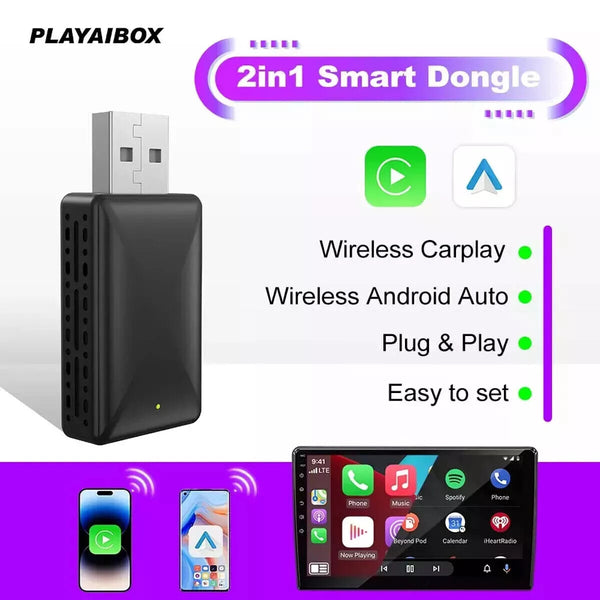 Wired to Wireless CarPlay Adapter Android Auto Wireless Adapter with USB Dongle