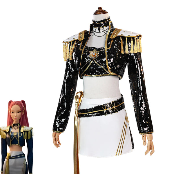 K-Pop Demon Hunters Costume Wig Black Dress Outfit Adults Mira Rumi Zo