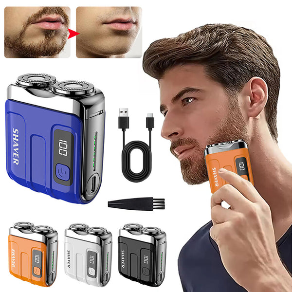 Portable Electric Beard Shaver Rechargeable Rotary Dual Head Razor Min