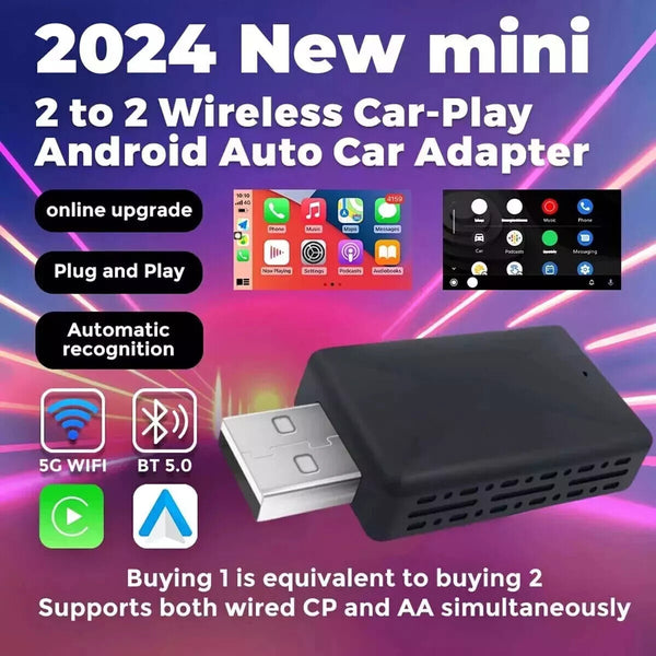 Wired to Wireless CarPlay Adapter Android Auto Wireless Adapter with USB Dongle