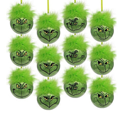 12PCS Grinch Christmas Baubles Christmas Tree Ornament Xmas Elf Ball D