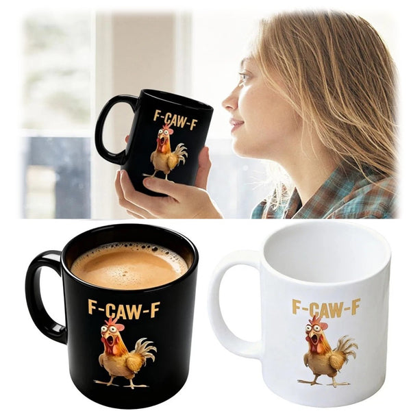 Novelty Ceramic F-Caw-F Coffee Mug Funny Chicken Mug F-Caw-F Rooster C