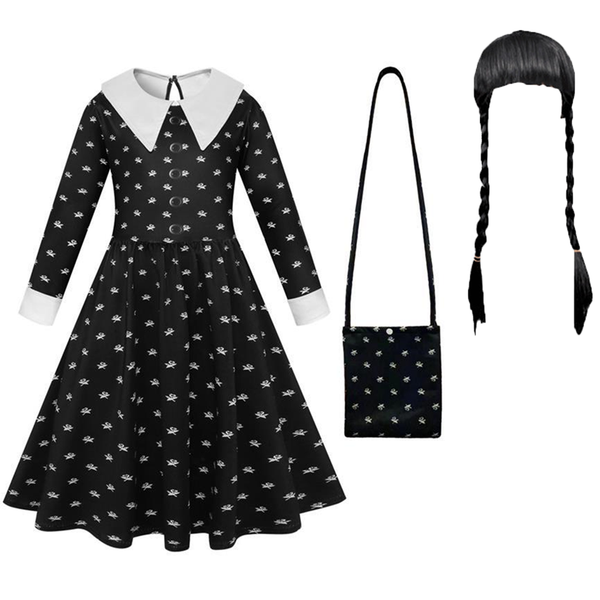 Book Week Girls Halloween Family Wednesday Dress Addams Costume Cospla