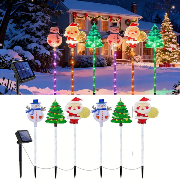 6 in 1 Solar Waterproof Outdoor LED Pathway Light Christmas Garden Sta