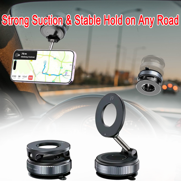 360 Vacuum Strong Magnetic Phone Holder Foldable Suction Cup Car Stand