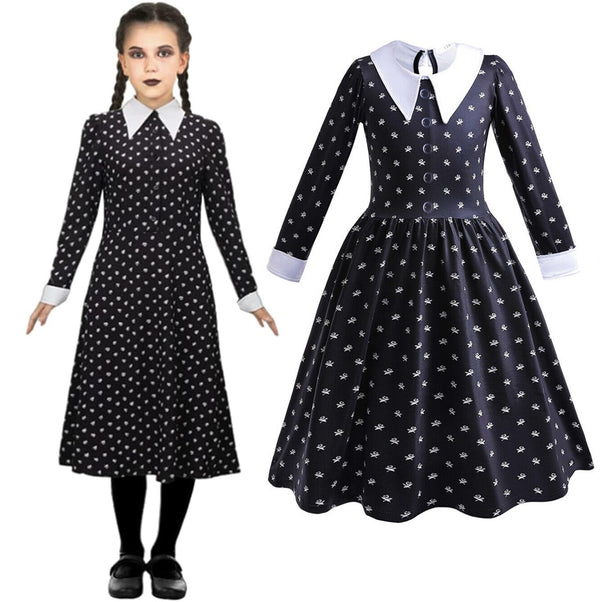 Book Week Girls Halloween Family Wednesday Dress Addams Costume Cospla