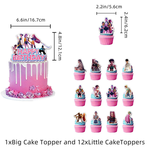 Banner KPop Demon Hunters Balloons Cake Toppers Birthday Party Supplie