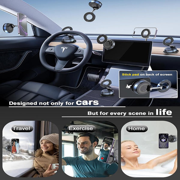 360 Vacuum Strong Magnetic Phone Holder Foldable Suction Cup Car Stand
