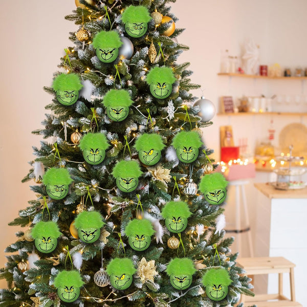 12PCS Grinch Christmas Baubles Christmas Tree Ornament Xmas Elf Ball D